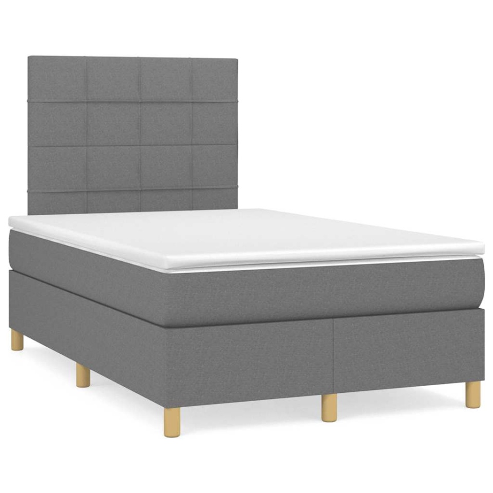 Pat box spring cu saltea, gri închis, 120x190 cm, textil