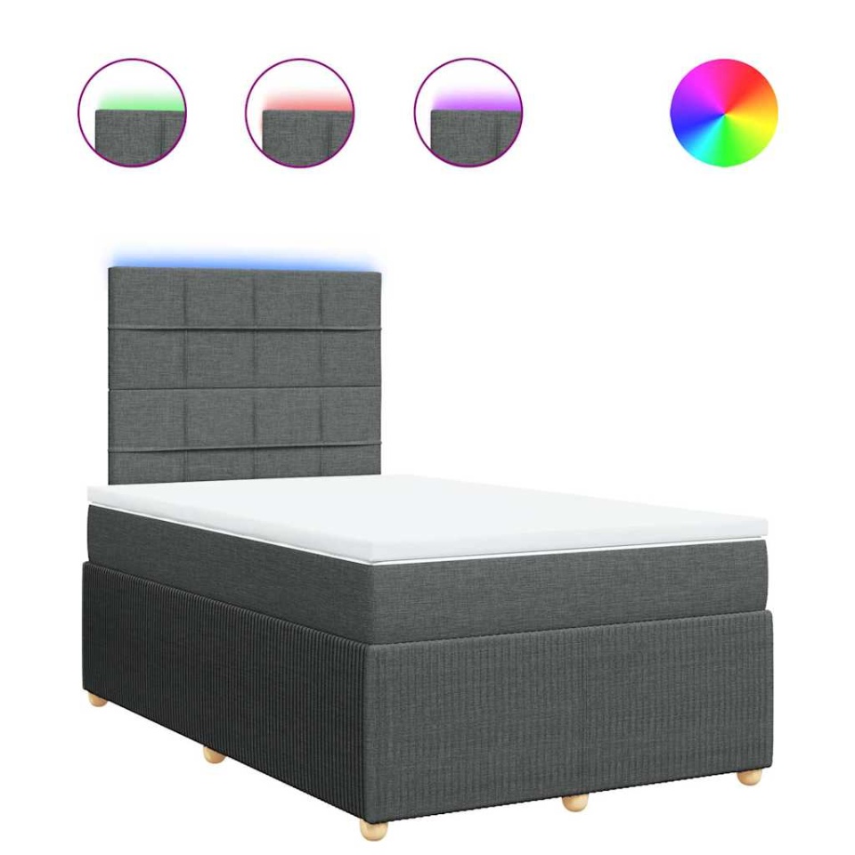 Pat box spring cu saltea, gri închis, 120x190 cm, textil - 1 | YEO