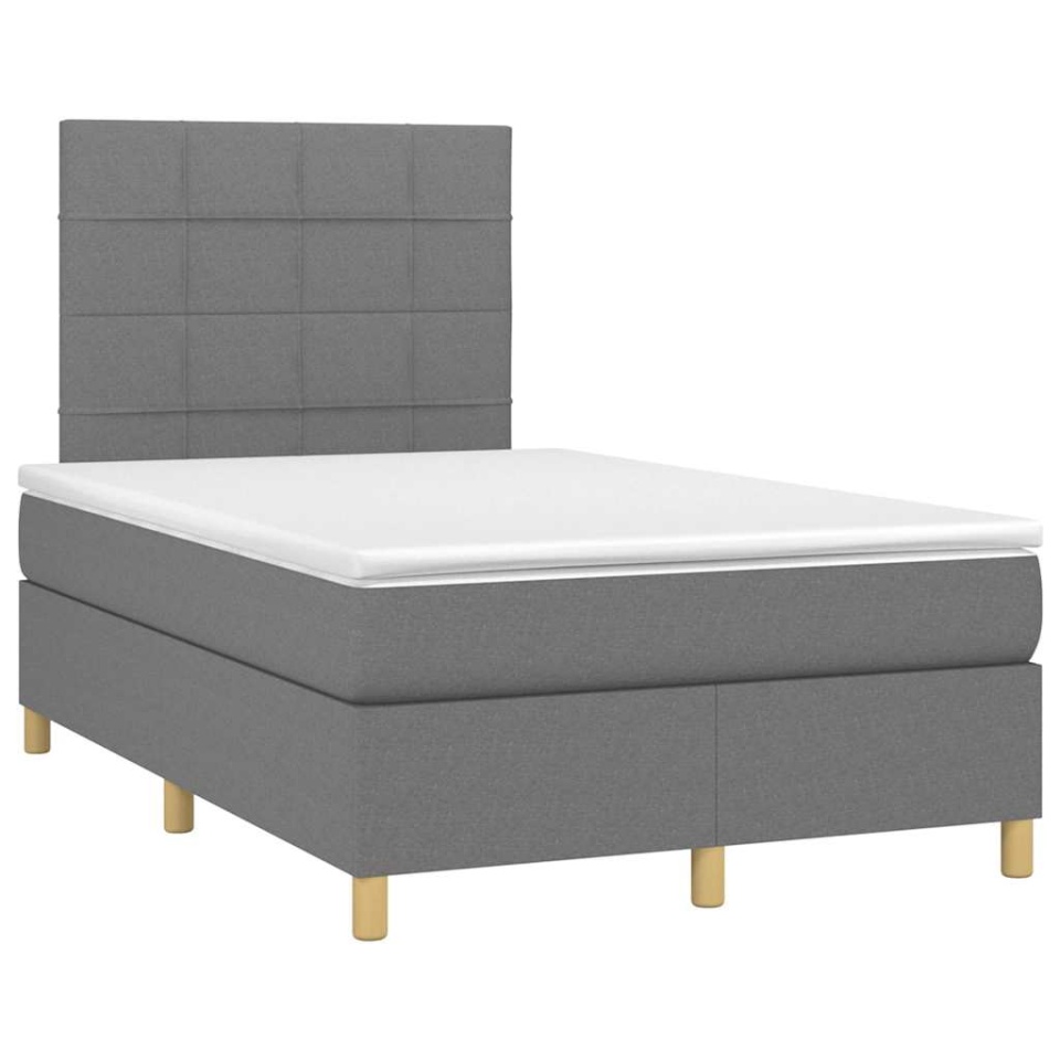 Pat box spring cu saltea, gri închis, 120x190 cm, textil - 1 | YEO