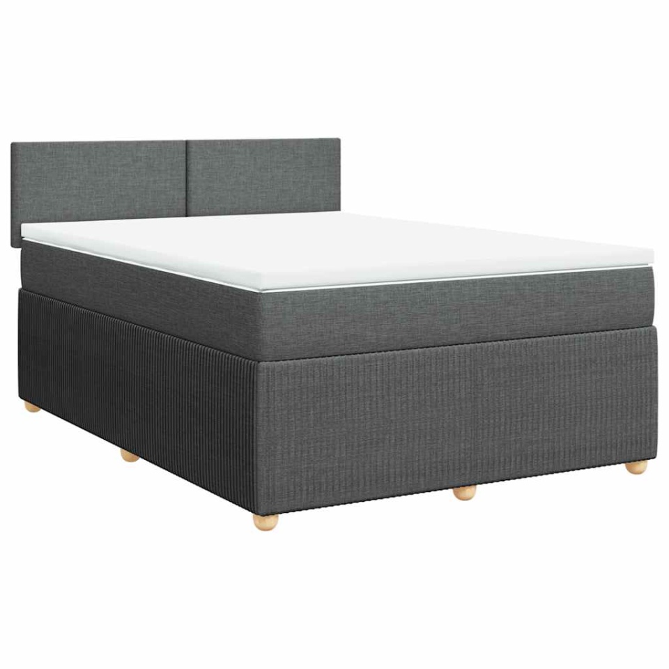 Pat box spring cu saltea, gri închis, 140x190 cm, textil - 1 | YEO