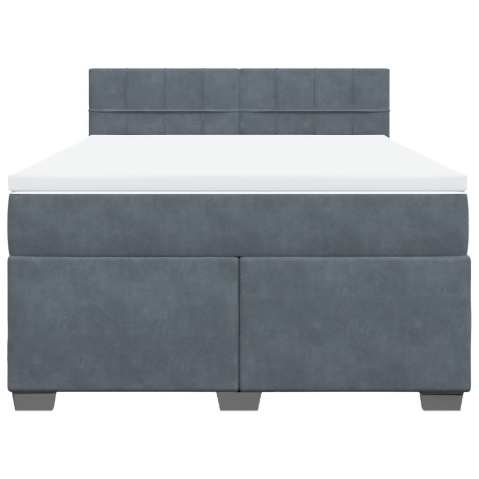 Pat box spring cu saltea, gri închis, 160x200 cm, catifea - 3 | YEO