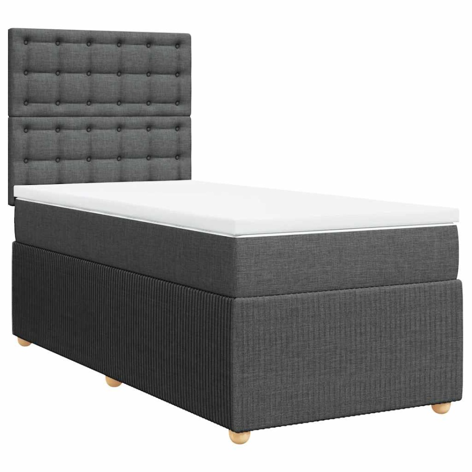 Pat box spring cu saltea, gri închis, 80x200 cm, textil - 1 | YEO