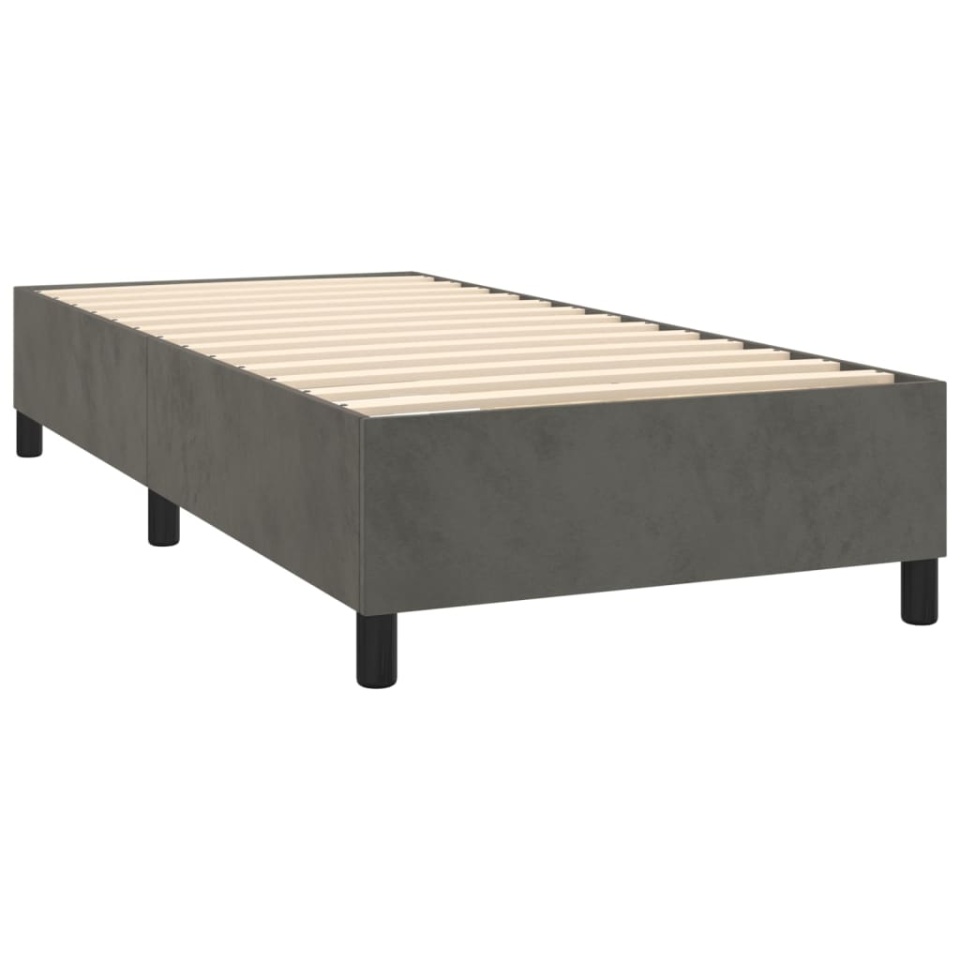 Pat box spring cu saltea, gri închis, 90x190 cm, catifea - 3 | YEO