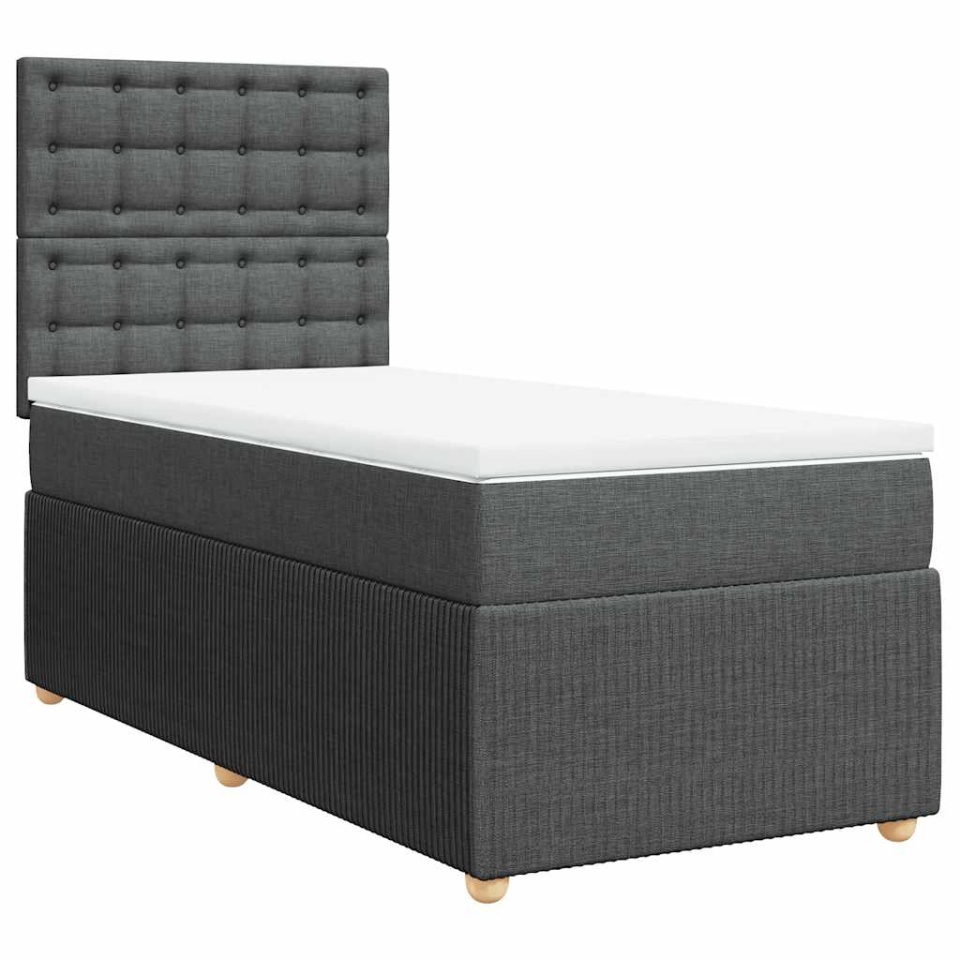 Pat box spring cu saltea, gri închis, 90x190 cm, textil - 2 | YEO