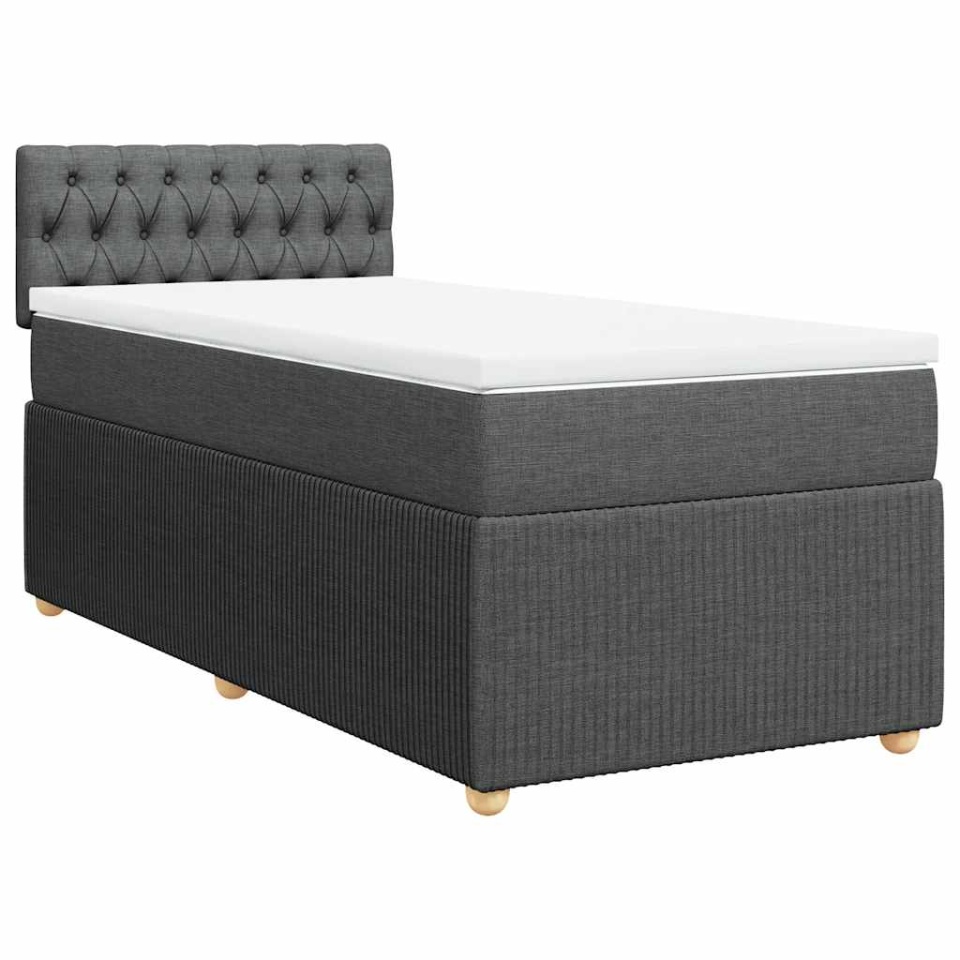 Pat box spring cu saltea, gri închis, 90x190 cm, textil - 1 | YEO