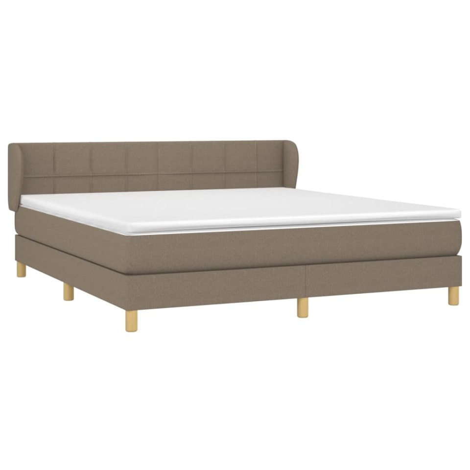 Pat box spring cu saltea, gri taupe, 160x200 cm material textil - 2 | YEO