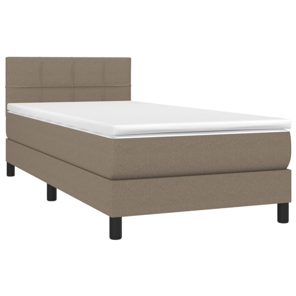 Pat box spring cu saltea, gri taupe, 90x200 cm, textil - 2 | YEO