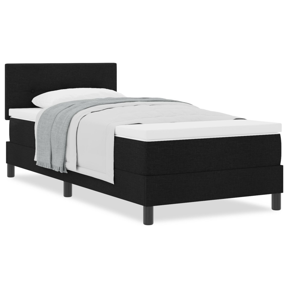 Pat box spring cu saltea neagră 90x200 cm țesătură - 3 | YEO
