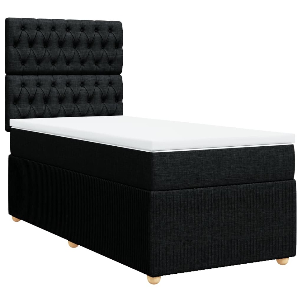 Pat box spring cu saltea, negru, 100x200 cm, textil - 1 | YEO