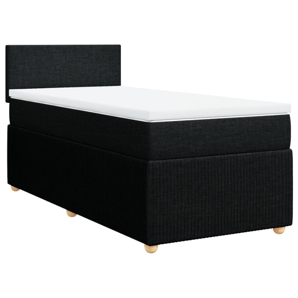 Pat box spring cu saltea, negru, 100x200 cm, textil - 2 | YEO