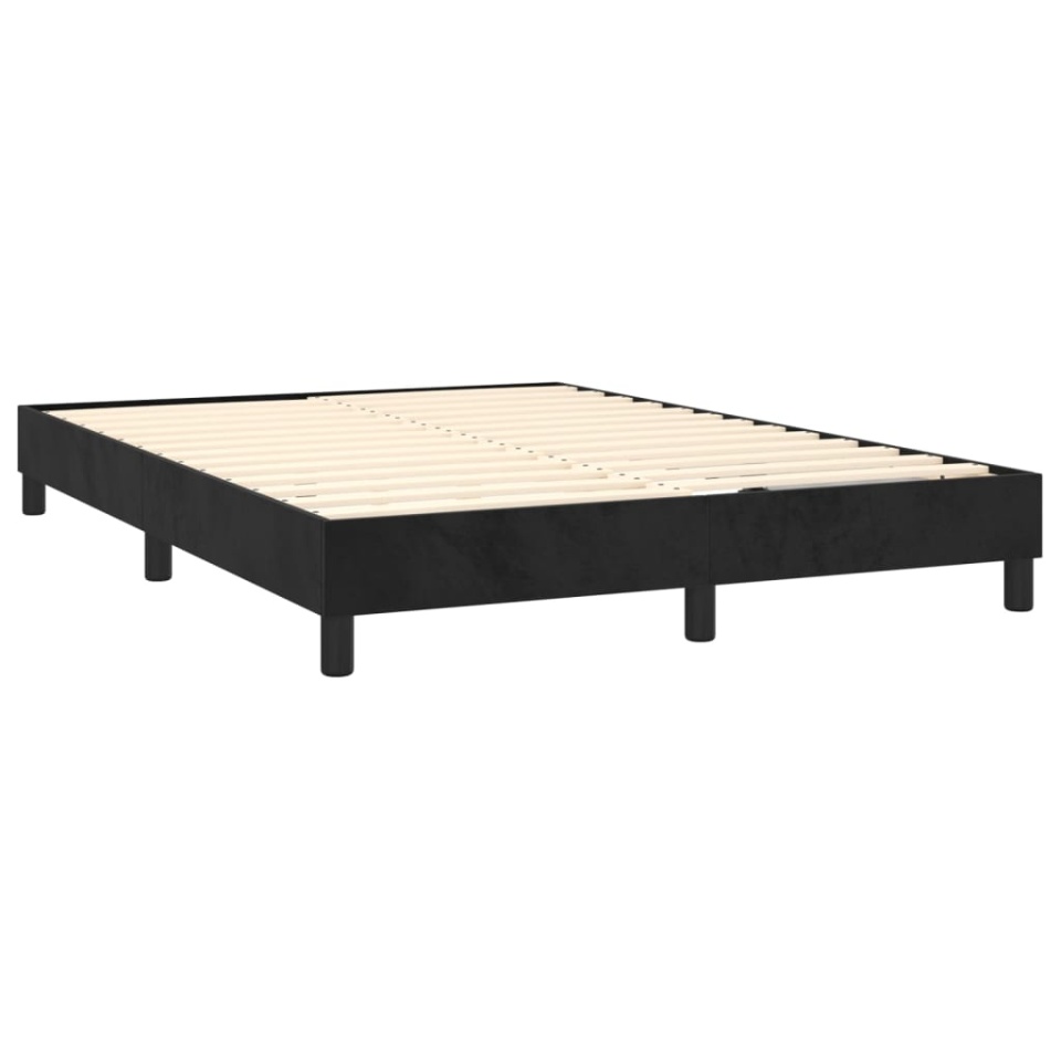 Pat box spring cu saltea, negru, 140x190 cm, catifea - 3 | YEO