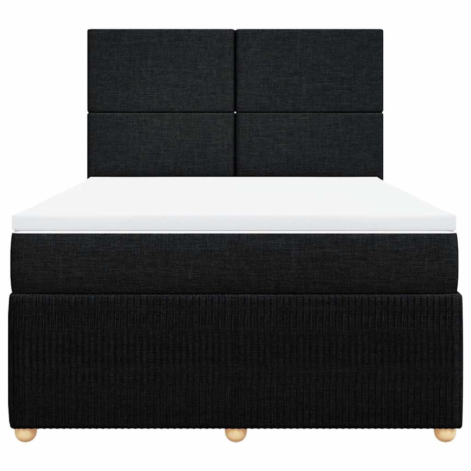 Pat box spring cu saltea, negru, 140x190 cm, textil - 3 | YEO