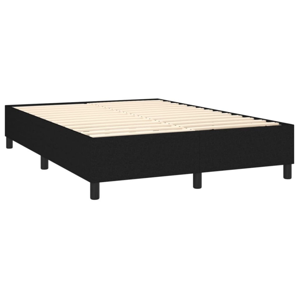 Pat box spring cu saltea, negru, 140x190 cm, textil - 3 | YEO
