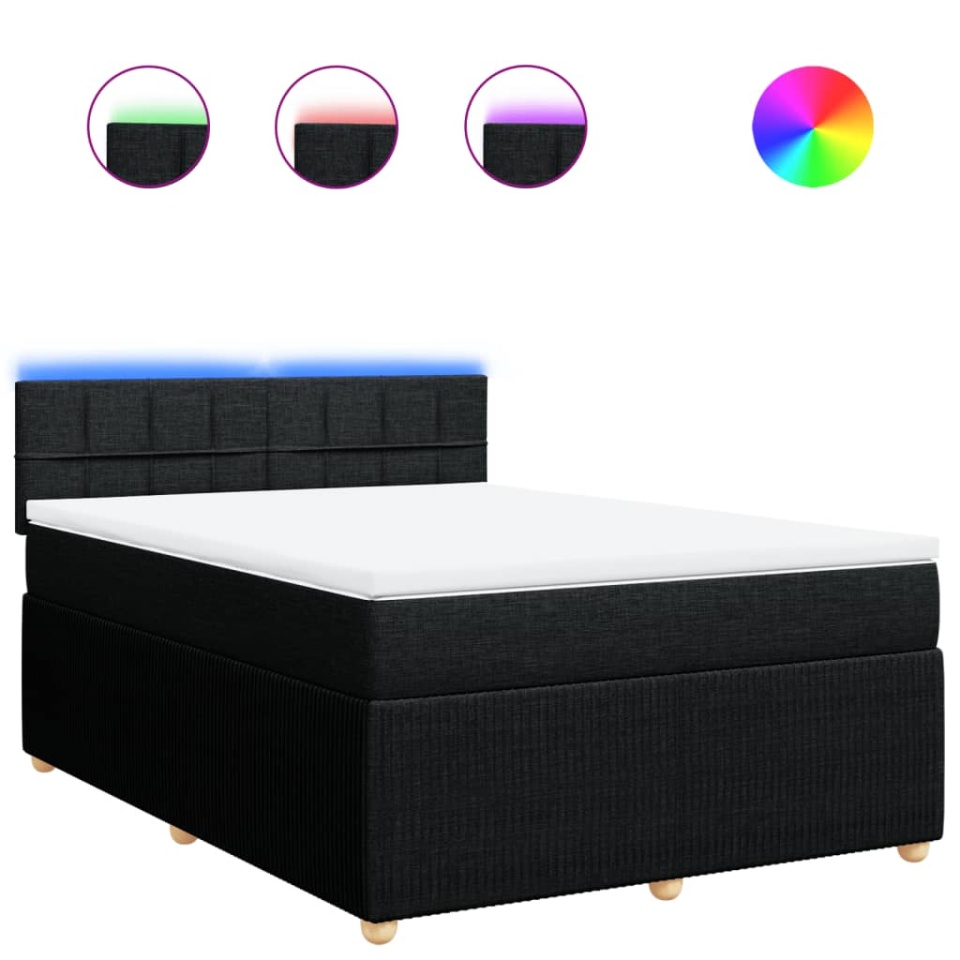 Pat box spring cu saltea, negru, 160x200 cm, textil - 1 | YEO