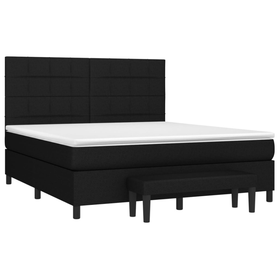 Pat box spring cu saltea, negru, 160x200 cm, textil - 2 | YEO