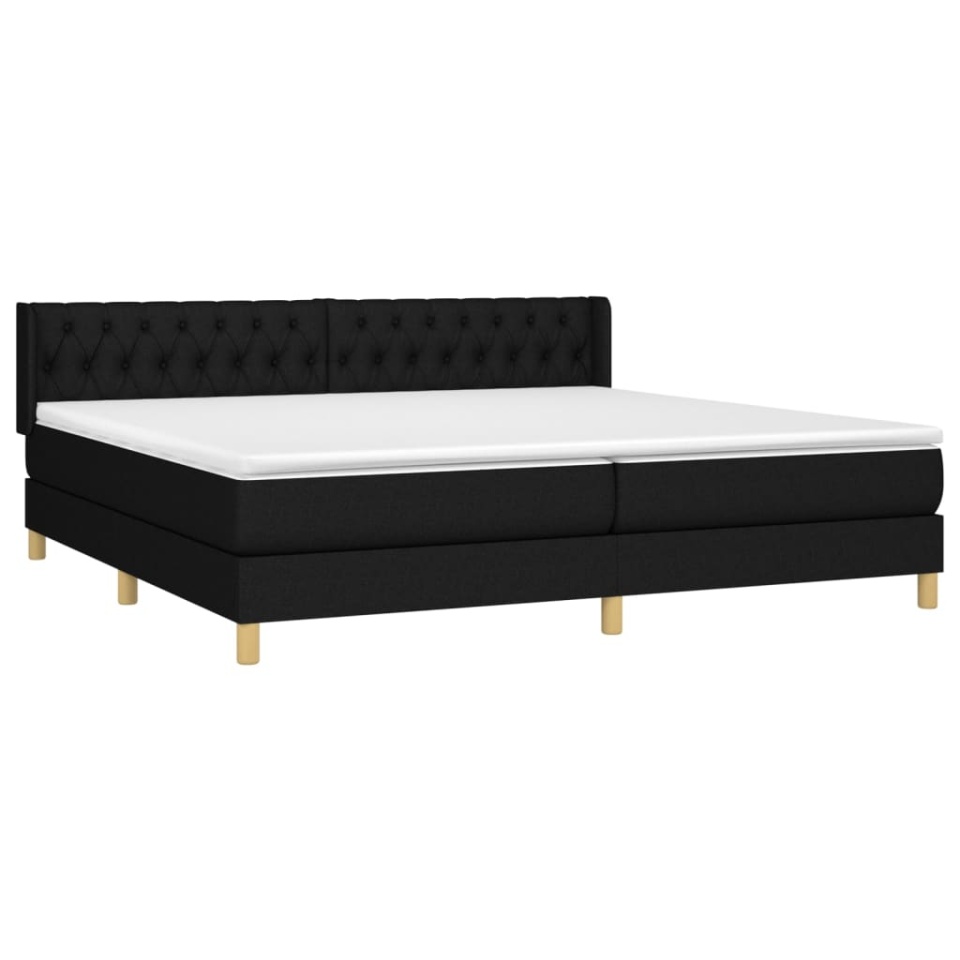 Pat box spring cu saltea, negru, 200x200 cm, textil - 2 | YEO