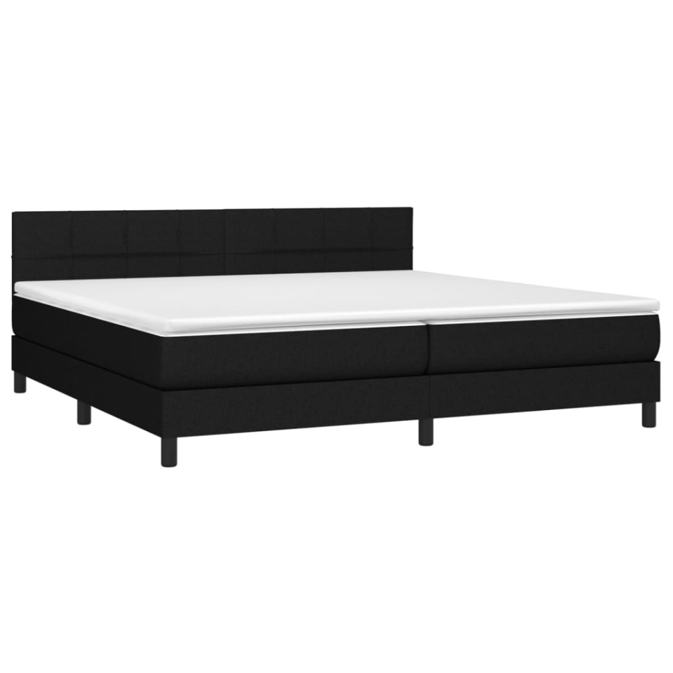 Pat box spring cu saltea, negru, 200x200 cm, textil - 2 | YEO