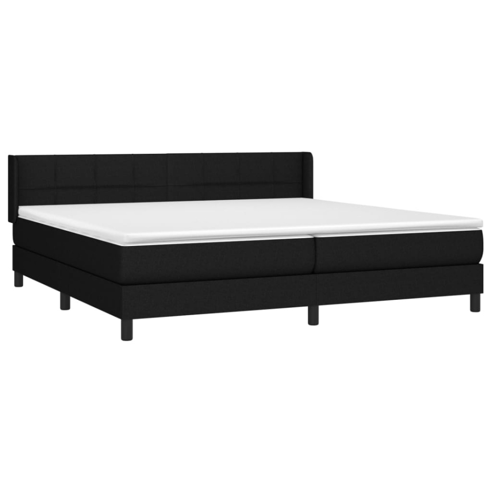 Pat box spring cu saltea, negru, 200x200 cm, textil - 2 | YEO