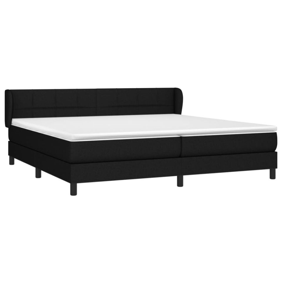 Pat box spring cu saltea, negru, 200x200 cm, textil - 2 | YEO