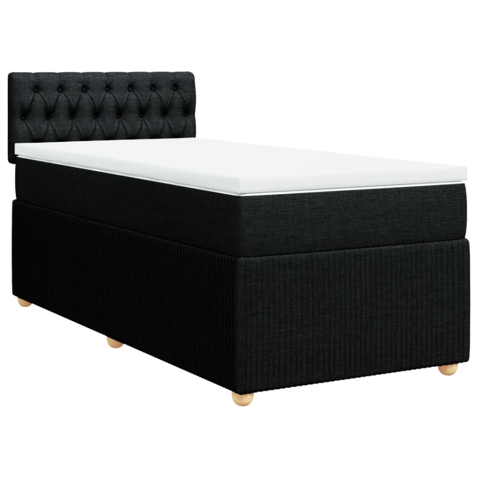 Pat box spring cu saltea, negru, 80x200 cm, textil - 2 | YEO