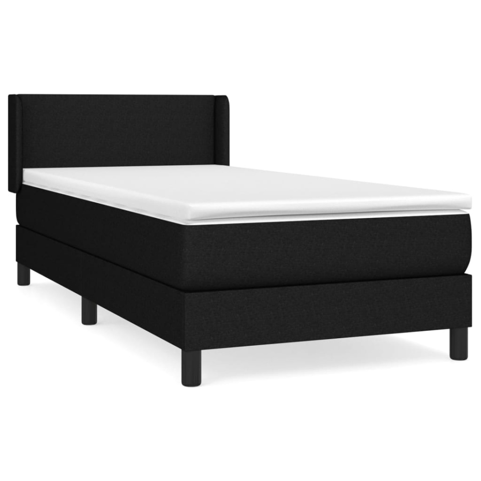 Pat box spring cu saltea, negru, 80x200 cm, textil - 1 | YEO