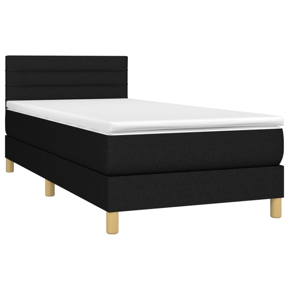Pat box spring cu saltea, negru, 80x200 cm, textil - 2 | YEO