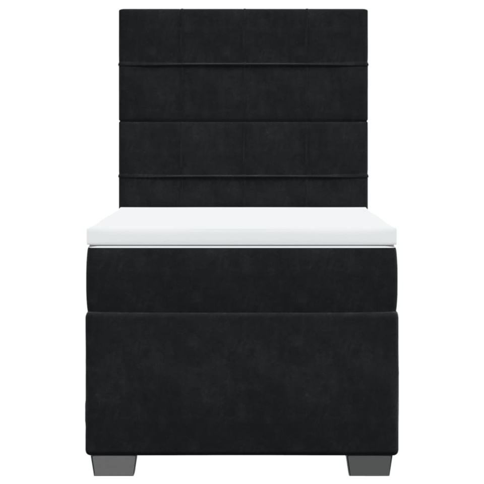 Pat box spring cu saltea, negru, 90x200 cm, catifea - 3 | YEO
