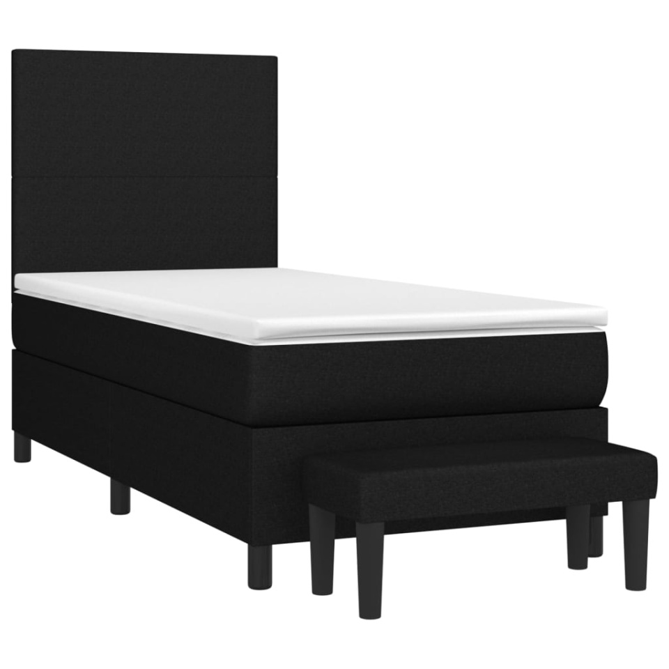 Pat box spring cu saltea, negru, 90x200 cm, textil - 2 | YEO