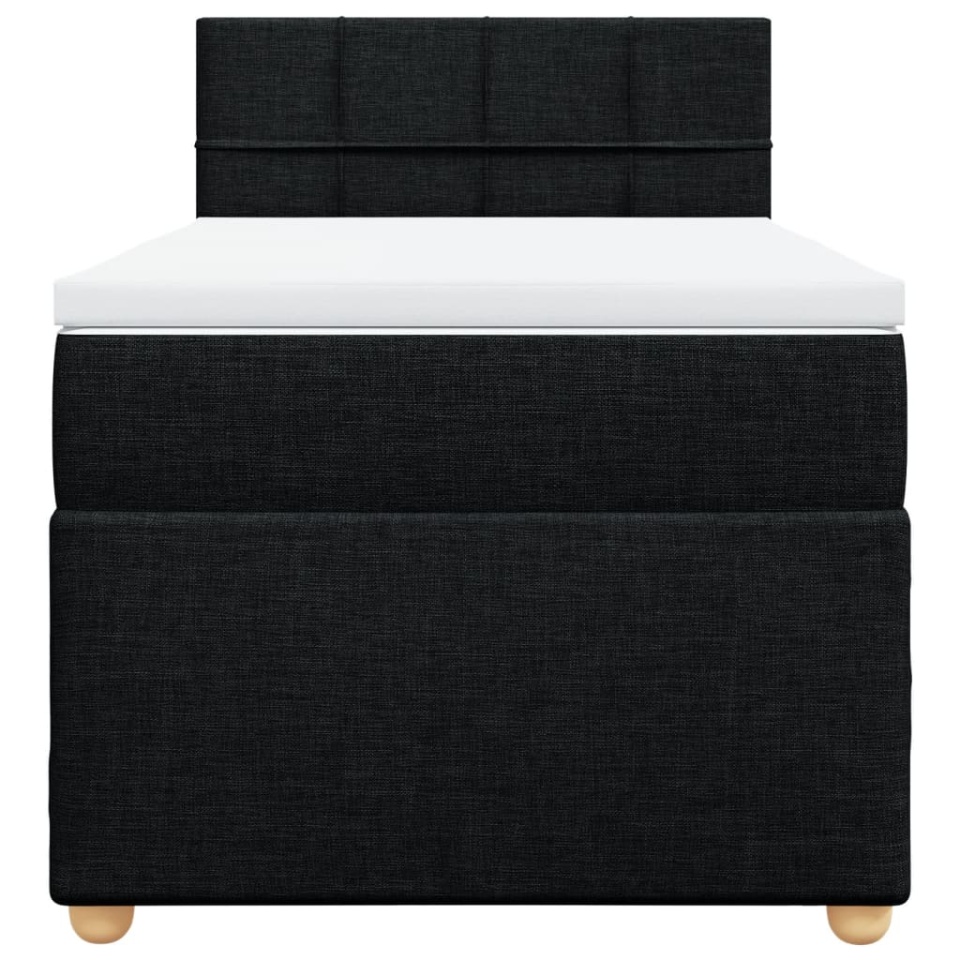 Pat box spring cu saltea, negru, 90x200 cm, textil - 4 | YEO
