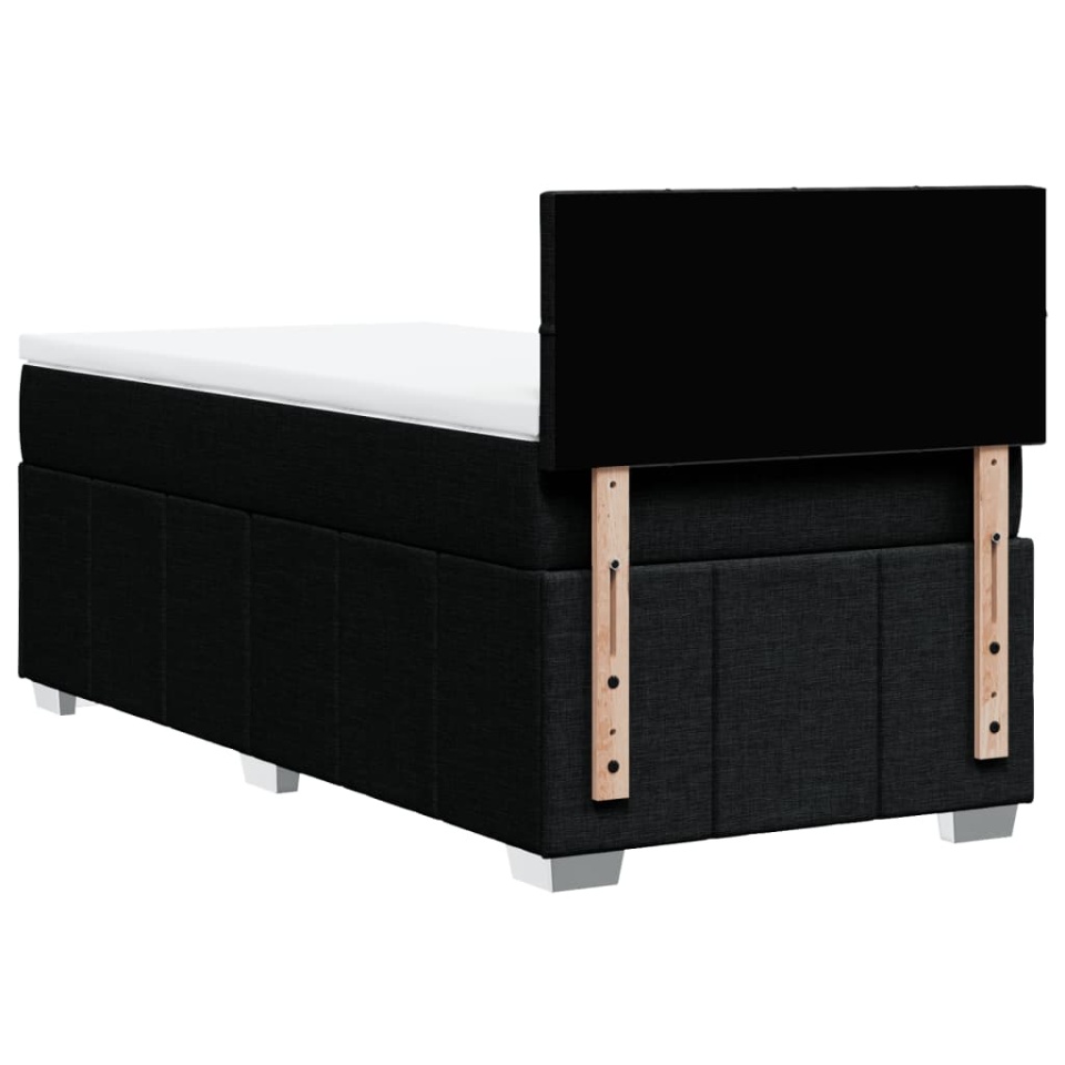 Pat box spring cu saltea, negru, 90x200 cm, textil - 4 | YEO