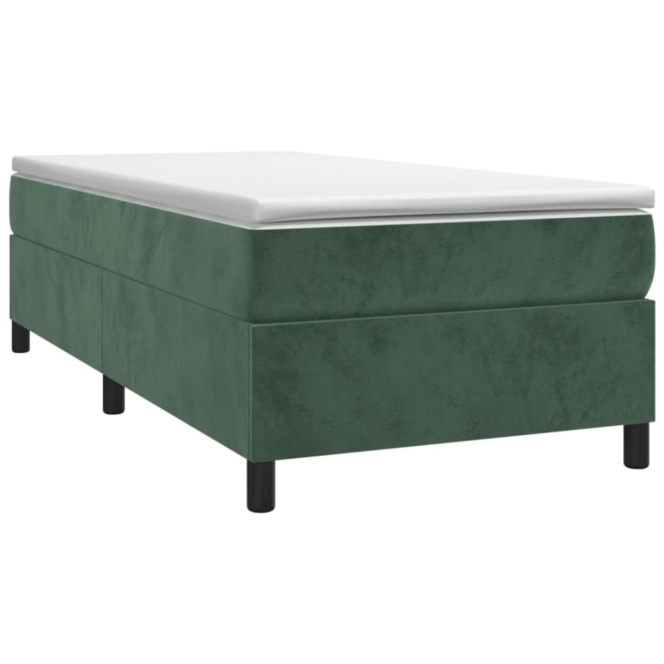 Pat box spring cu saltea, verde închis, 100x200 cm, catifea - 2 | YEO