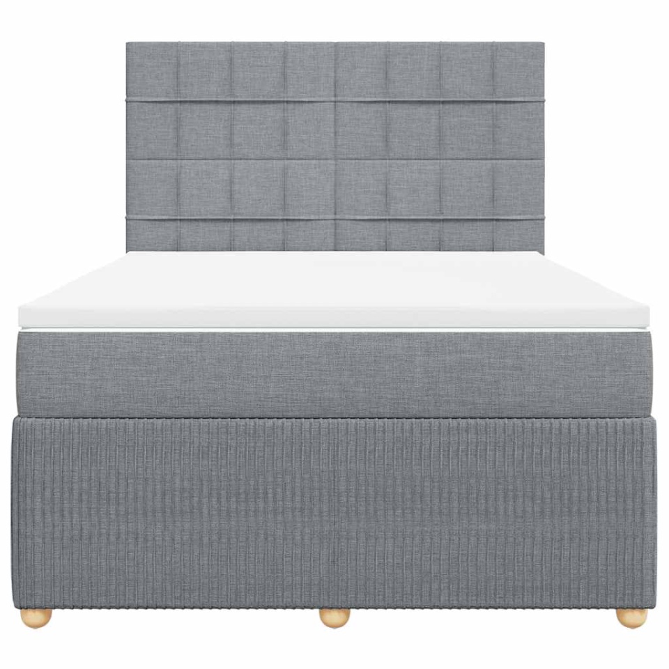 Pat continental cu saltea, gri deschis, 160x200 cm, textil - 3 | YEO