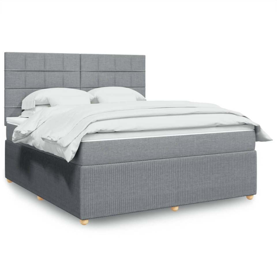 Pat continental, gri deschis, 180x200 cm, material textil