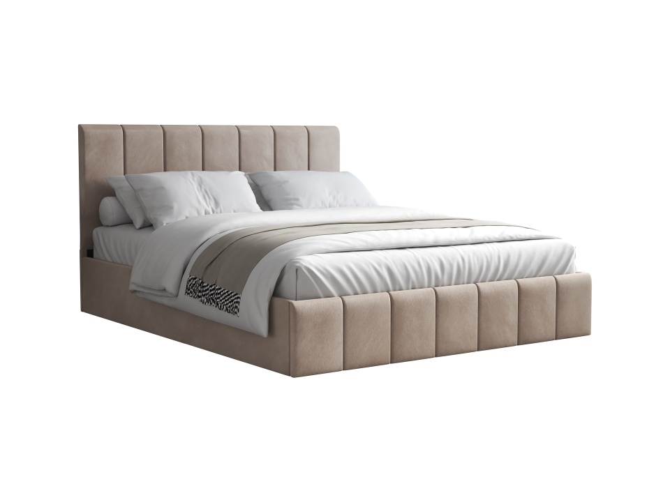 Pat Cozy cu saltea, 140x200 cm, cappucino, suport saltea din PAL - 1 | YEO