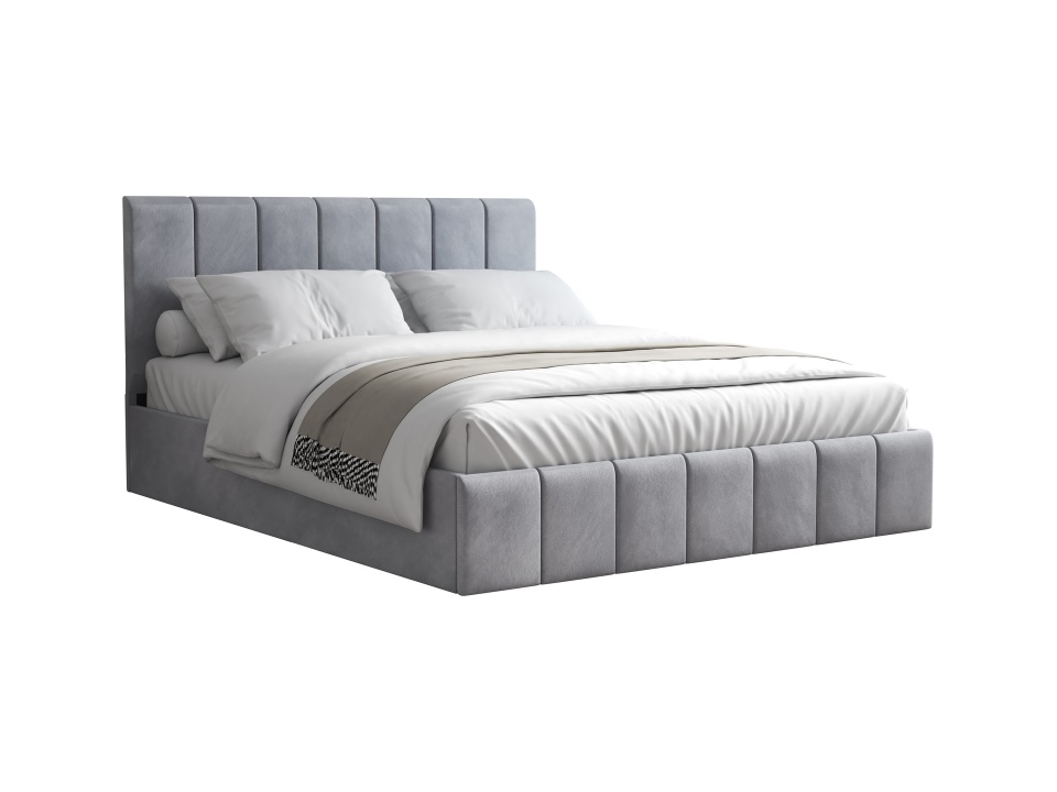 Pat Cozy cu saltea, 160x200 cm, gri deschis, suport saltea din PAL - 1 | YEO