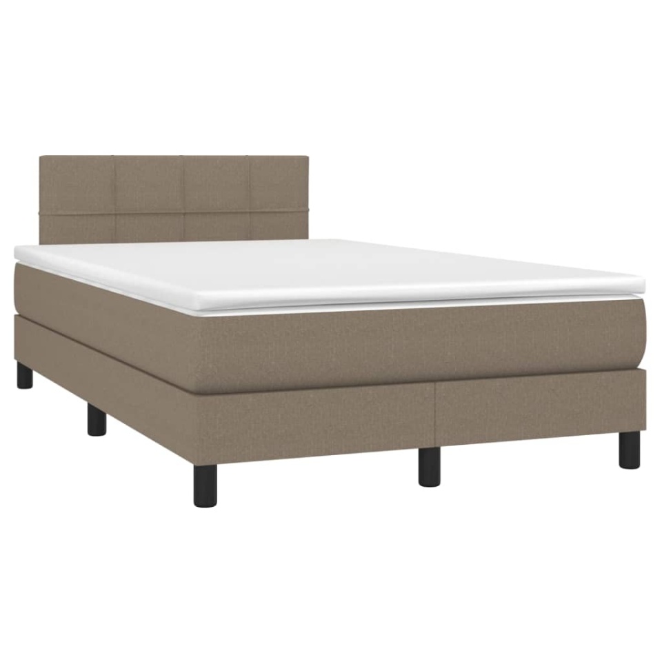 Pat cu arcuri, saltea și LED, gri taupe, 120x200 cm, textil - 2 | YEO