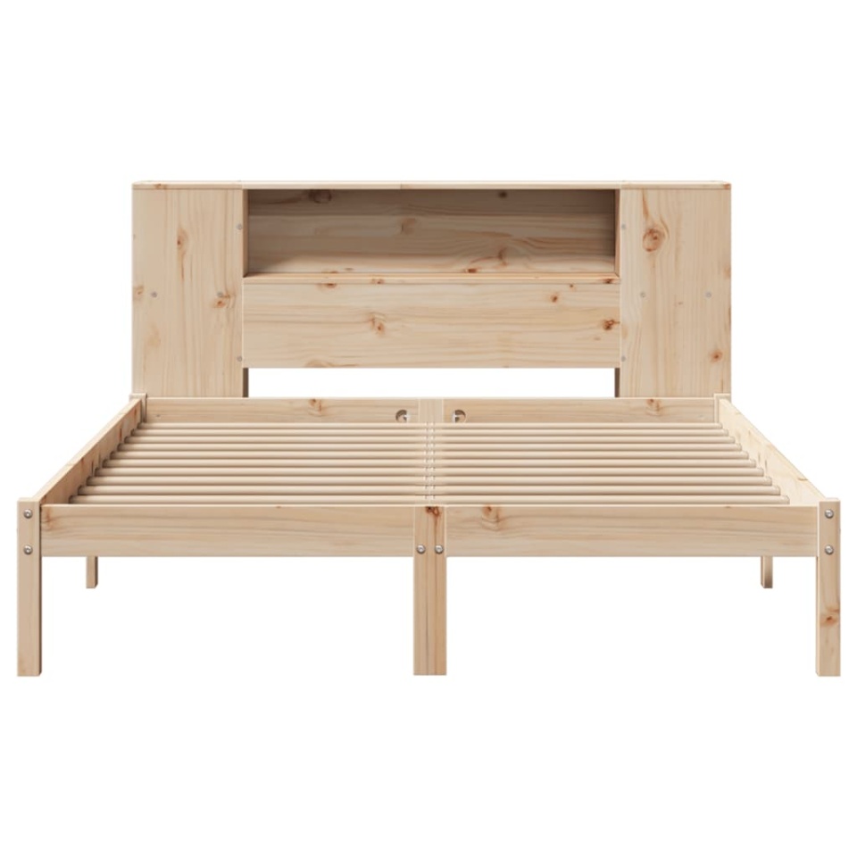 Pat cu bibliotecă fără saltea, 140x190 cm, lemn masiv de pin - 3 | YEO