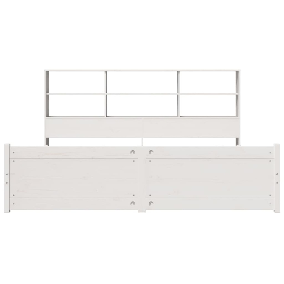 Pat cu bibliotecă fără saltea, 180x200 cm, lemn masiv de pin - 3 | YEO