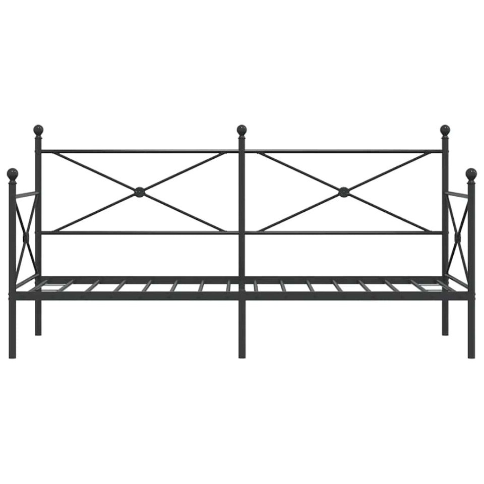 Pat de zi fără saltea Negru 90x200 cm Oțel