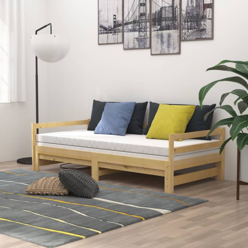 Pat extensibil de zi, 2x(90x200) cm, lemn masiv de pin - 2 | YEO
