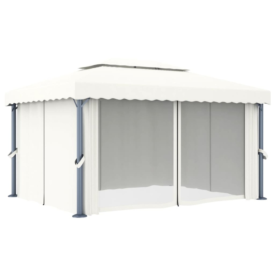 Pavilion cu perdea, alb crem, 4 x 3 m, aluminiu - 2 | YEO