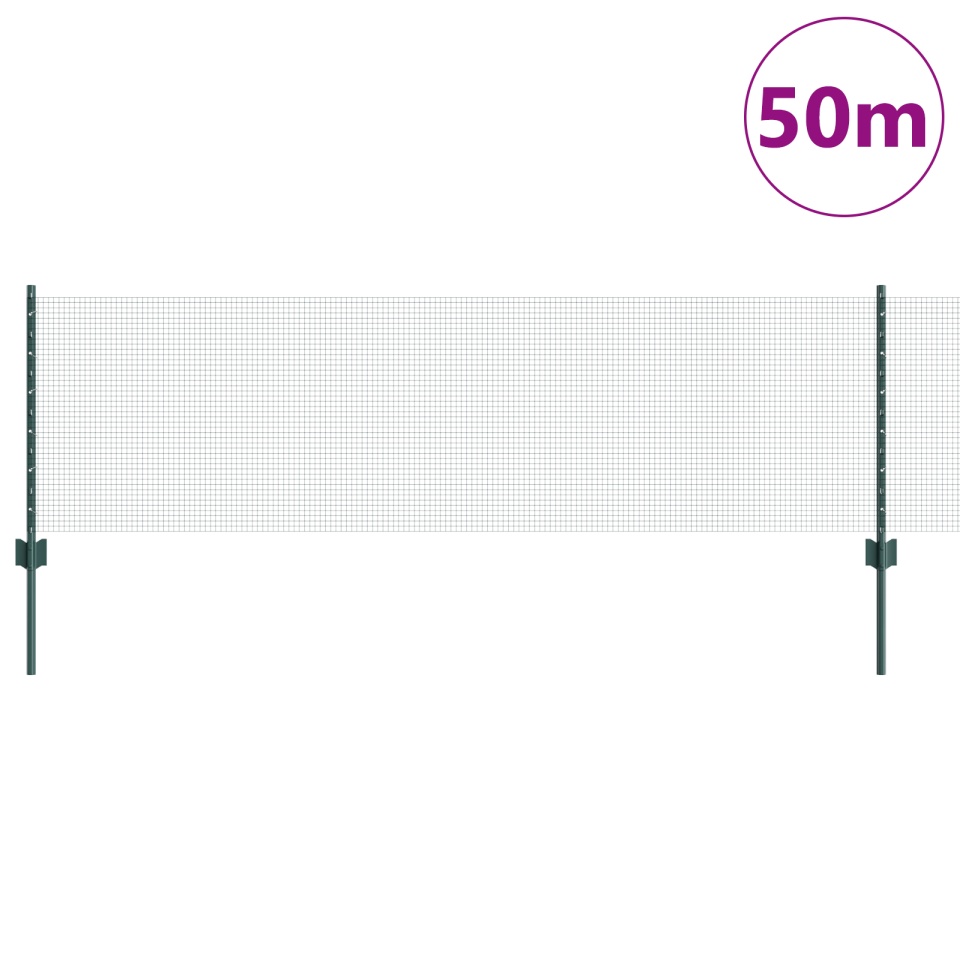 Plasa Sudată cu 22 U Posturi Verde 0.6x50 m Oțel - 2 | YEO