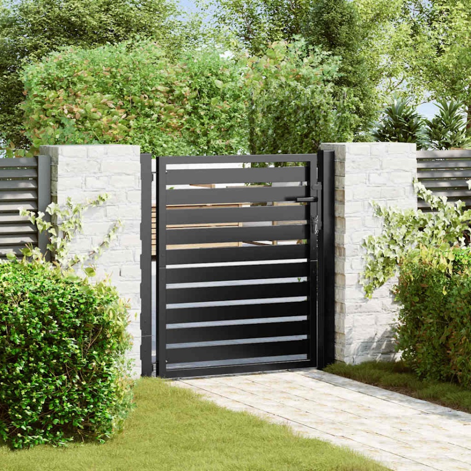 Poarta de gradina incuiabil neagra 100x100 cm aluminiu