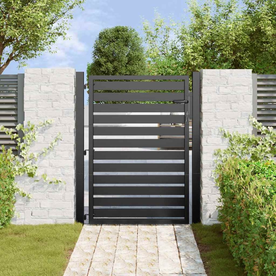 Poarta de gradina incuiabil neagra 100x120 cm aluminiu - 2 | YEO