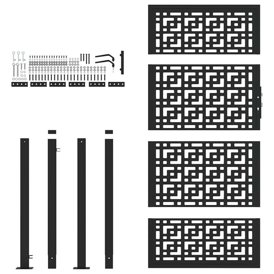 Poarta de gradina neagra 105x180 cm Design cruce de otel - 3 | YEO