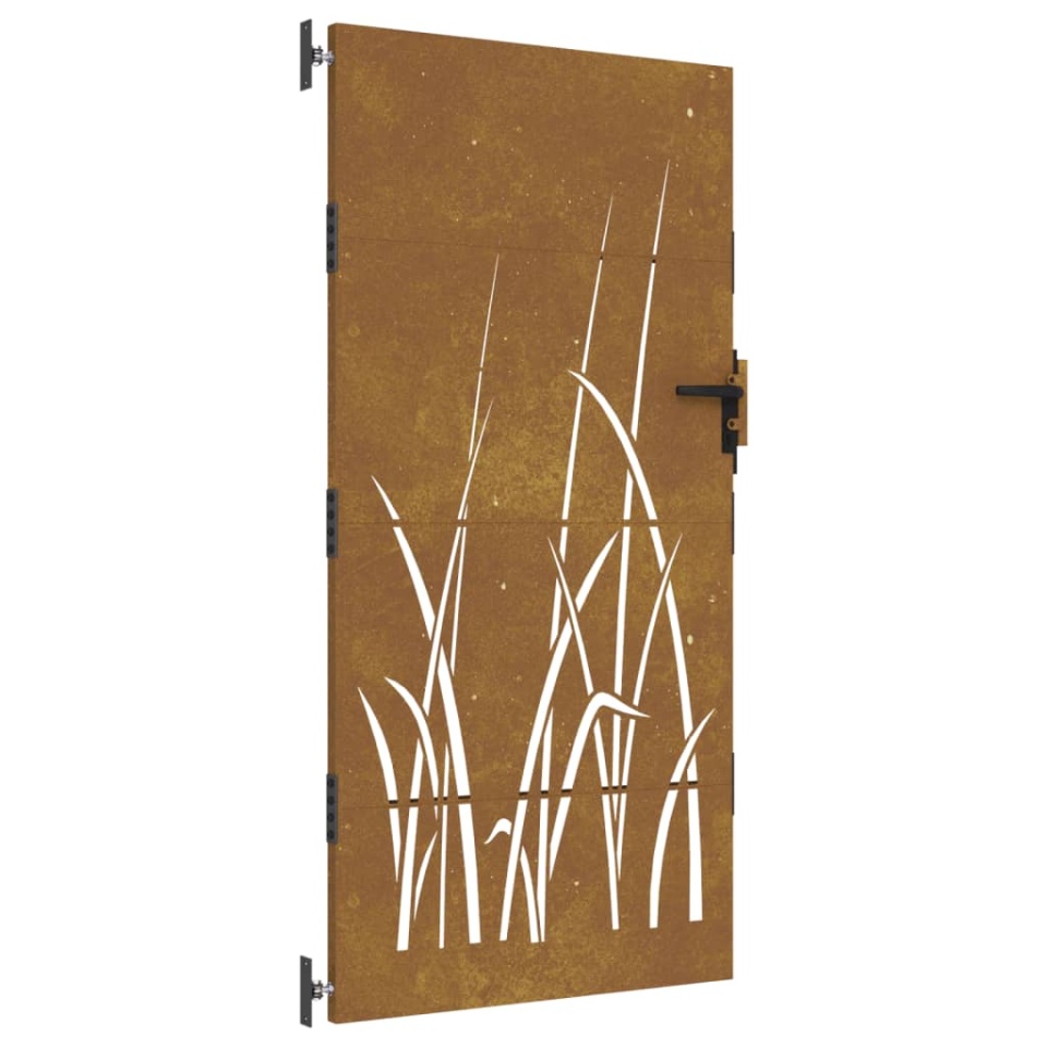 Poartă pentru grădină, 85x175 cm, oțel corten, model iarbă - 1 | YEO