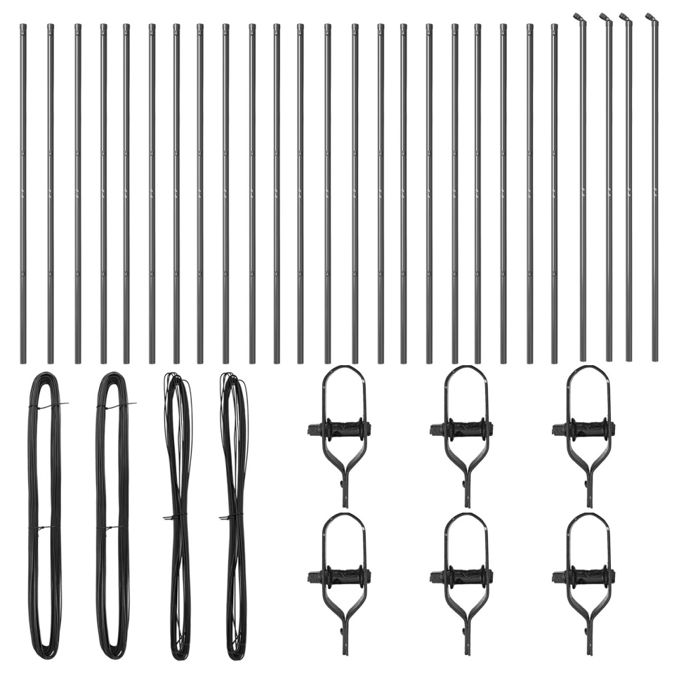 Posturi de gard 26 pcs Gri Ø32 mm 200 cm Oțel galvanizat - 1 | YEO