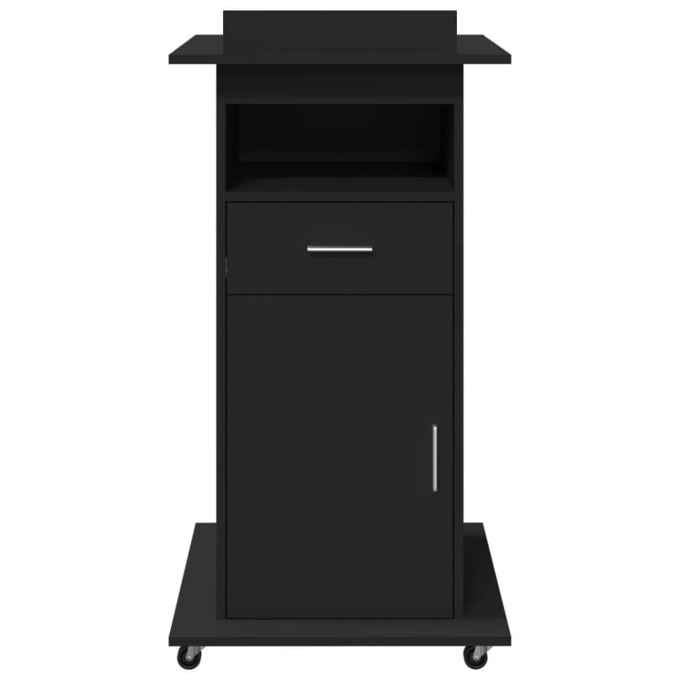 Pupitru cu roți și sertar negru 55x55x107 cm lemn prelucrat - 3 | YEO