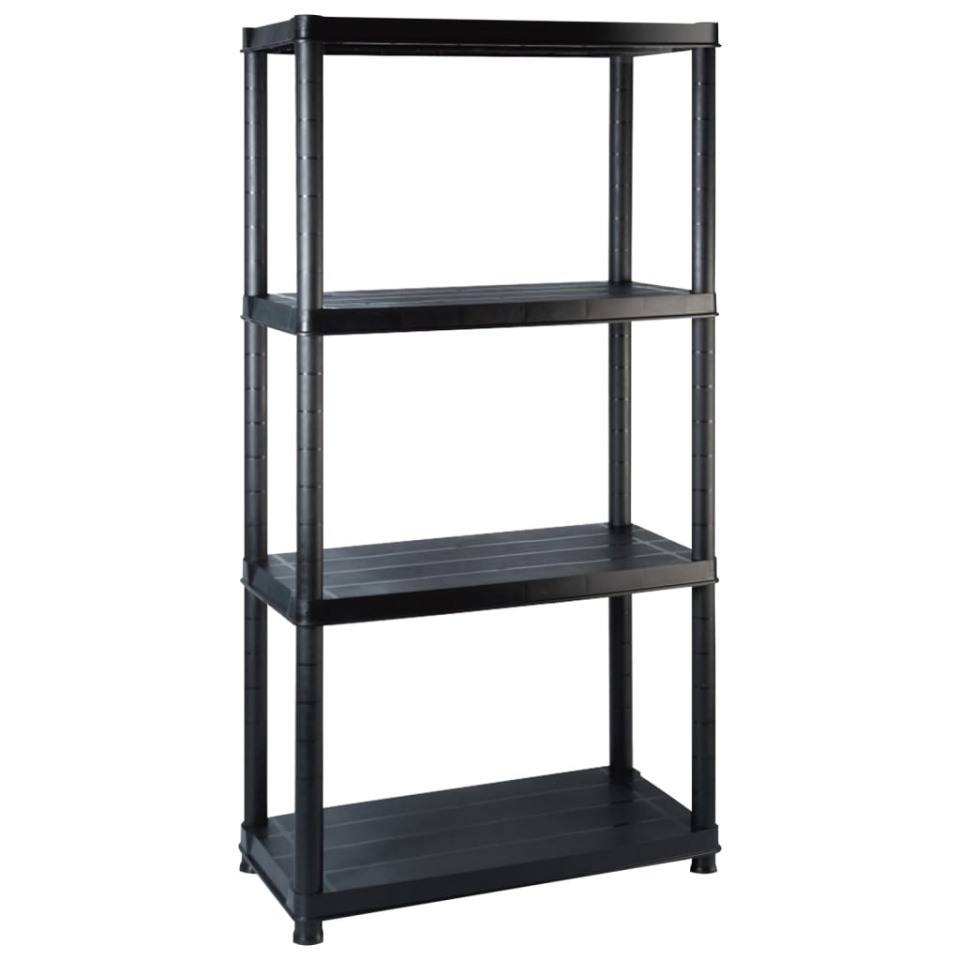 Raft de depozitare cu 4 polițe, negru, 244x30,5x130 cm, plastic - 1 | YEO