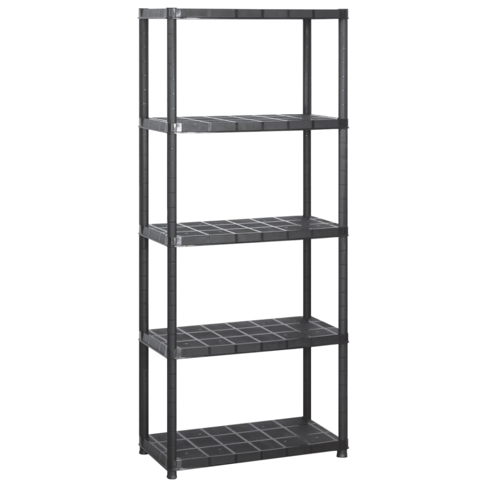 Raft de depozitare cu 5 polițe, negru, 142x38x170 cm, plastic - 1 | YEO